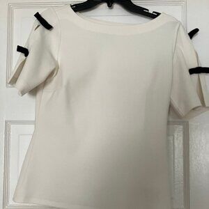 Ann Taylor Black & White Bow Top Blouse - XS